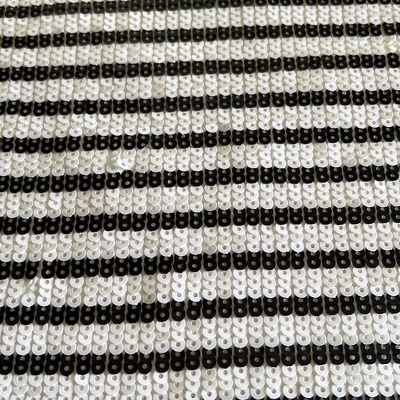 NWOT MASION JULES Striped Black & White Sequin Top Size:Small - Picture 5 of 11